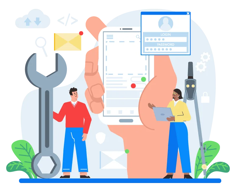 Illustration of mobile apps built by SARA Tech